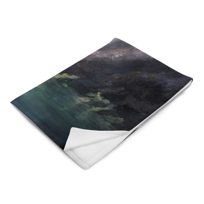 The Pillars Of Kings - Blanket fantasy art dark navy folded blanket with a white backing
