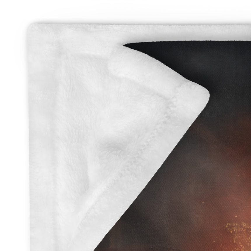 You Can Not Pass - Blanket soft white fleece with dark brown border, textured surface under bright light