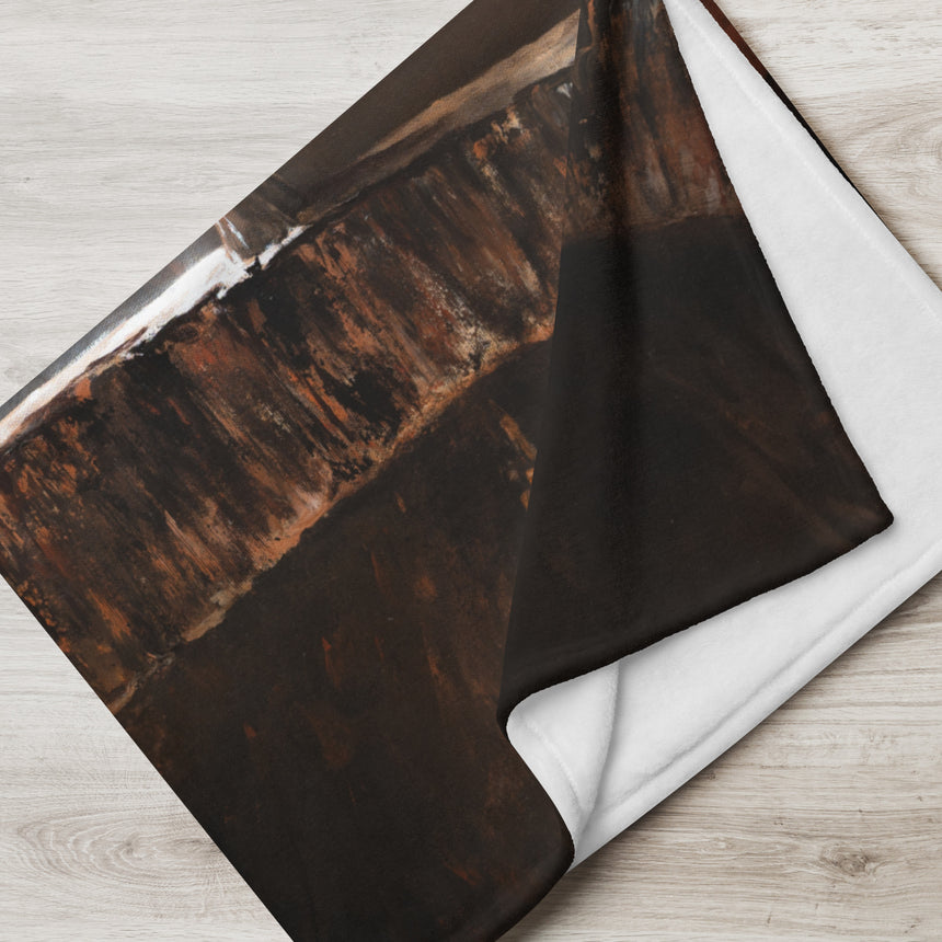 You Can Not Pass - Blanket dark brown and black fantasy art design draped on a light surface