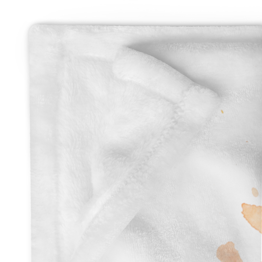 Autumn Owl - Blanket Aronja-Art white blanket with soft textured fabric and folded edge