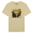 The Bridge T-shirt featuring a hand-painted fantasy art design of a waterfall landscape with a bridge and autumn foliage, blending mythical and nature art styles.