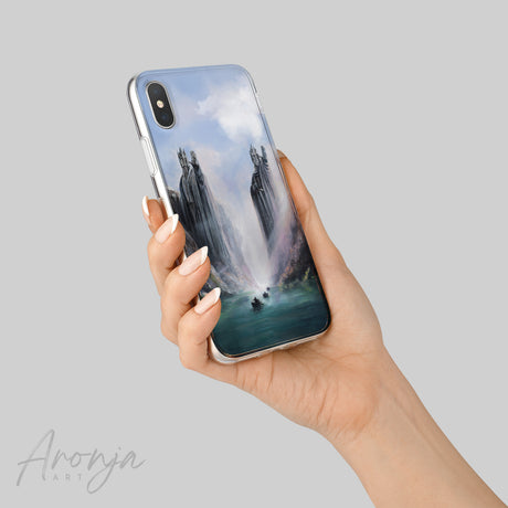 Phone Case - The Pillars Of Kings Aronja-Art phone case clear blue sky artwork with black stone statues