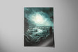 Call Of The Sea - Sorcery TCG Print featuring a moody, hand-painted fantasy landscape with turbulent seas under a glowing moon, combining traditional fantasy artist style and gaming art.