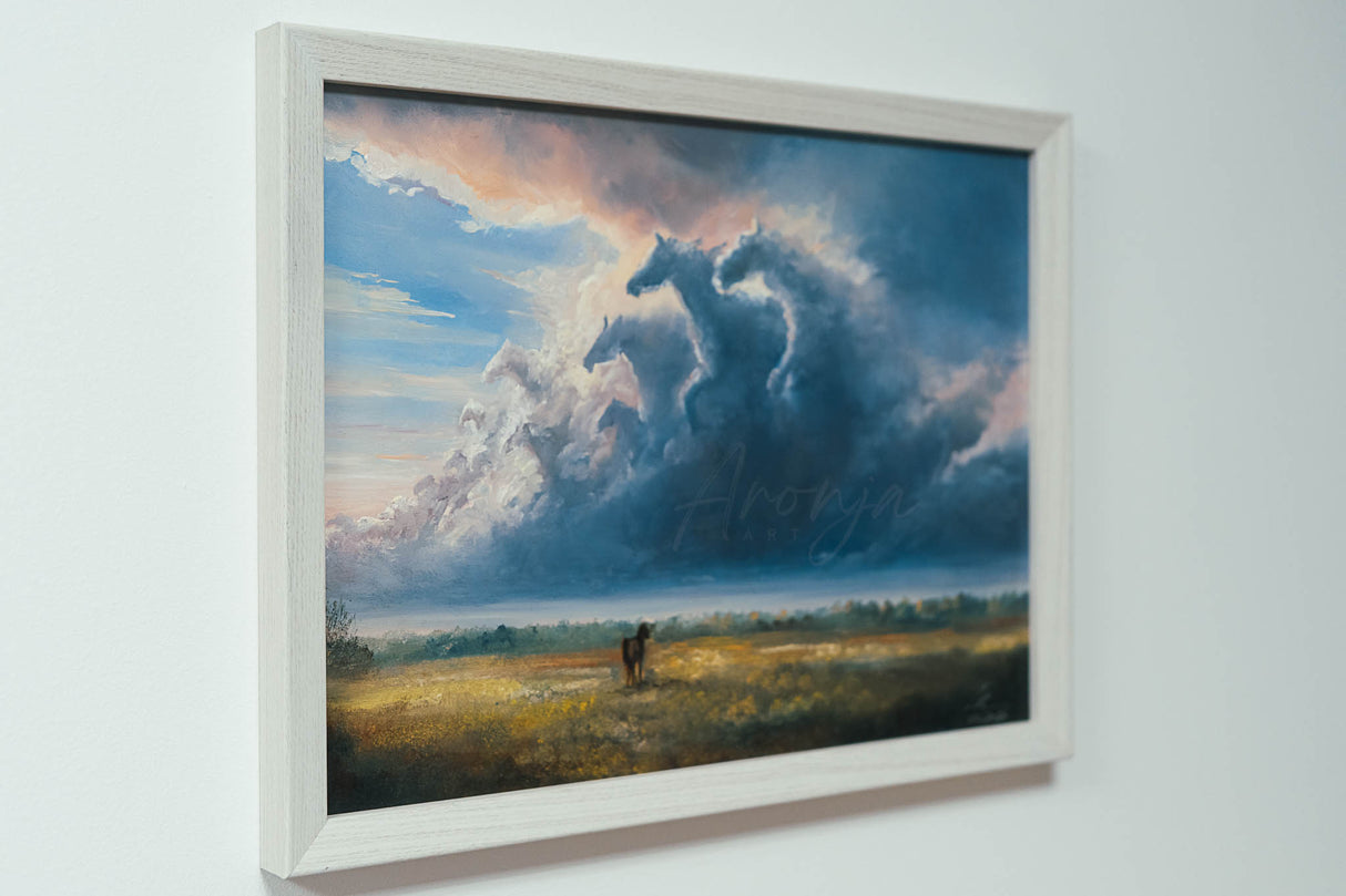 Dreams Of Freedom- Original Framed Oilpainting Aronja-Art framed wall art white gesso panel oil painting