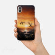 Dance Of Dragons - Phone Case Aronja-Art phone case in sunset orange with dark dragon silhouettes