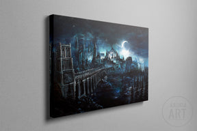 Boreal Valley (Print) Aronja-Art gaming inspired art print dark blue landscape with moonlit castle