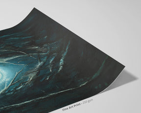 The Glowing Door - (Print) by Aronja-Art art print on fine art paper, dark teal door glow.