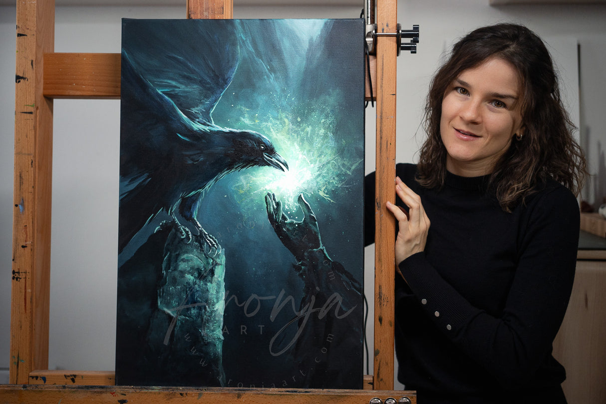 SORCERY Gothic Original Painting "Gift Of The Raven" - 60x40cm / Acrylics