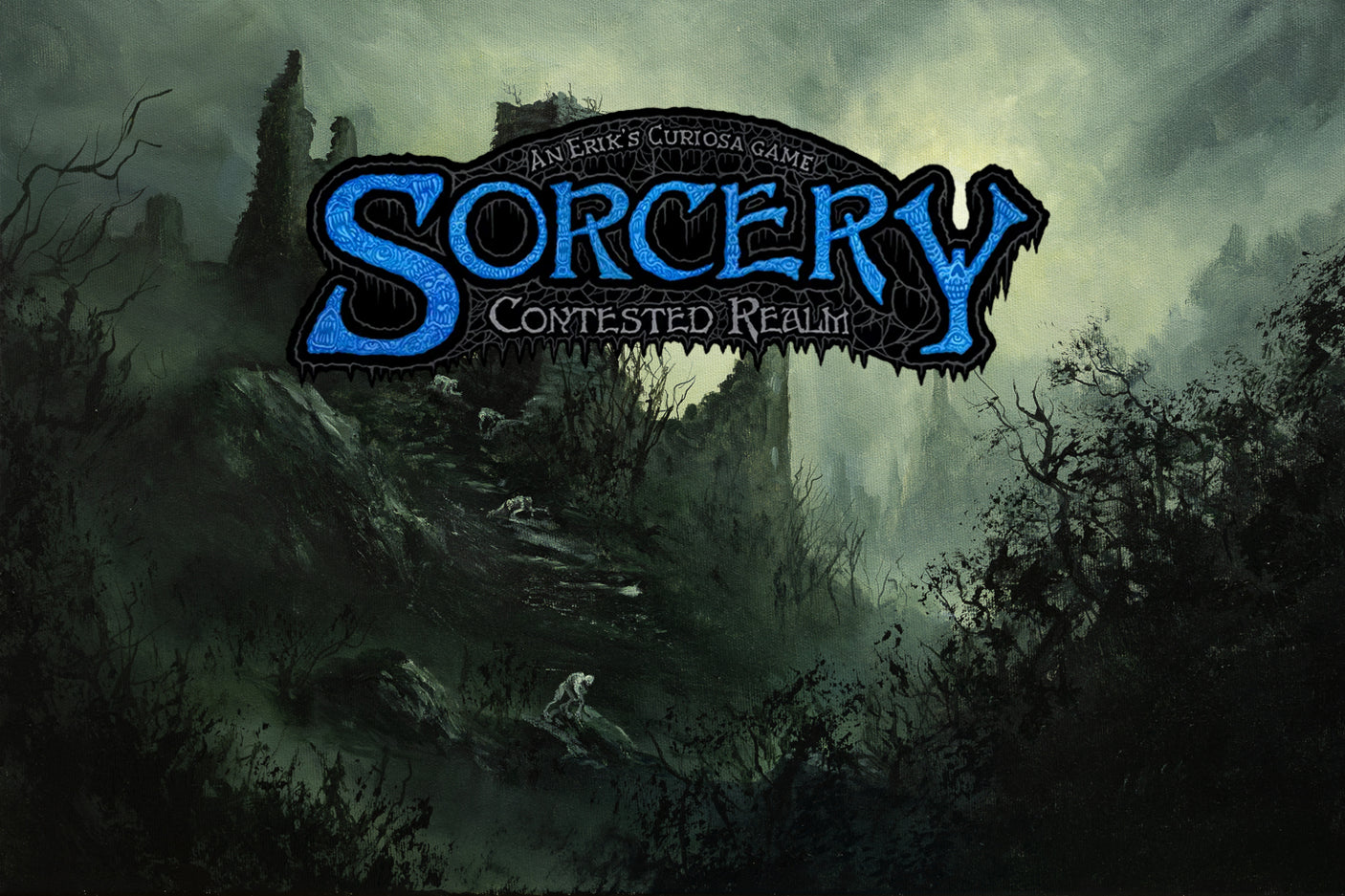SORCERY Gothic Original Painting "Silent Hill" - 60x40cm / Acrylics depicting a dark, eerie fantasy landscape with twisted trees and mist, by a fantasy artist known for hand-painted gaming art and traditional fine art. Fantasy Landscapes, Dragons, Creatures and gaming art