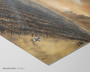 The Battle's Call - (Print) fantasy art art print on fine art paper, dusty battle scene in sepia tones