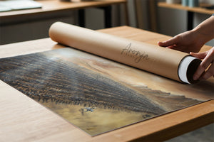 The Battle's Call - (Print) fantasy art art print on fine art paper, rolled on a wooden table