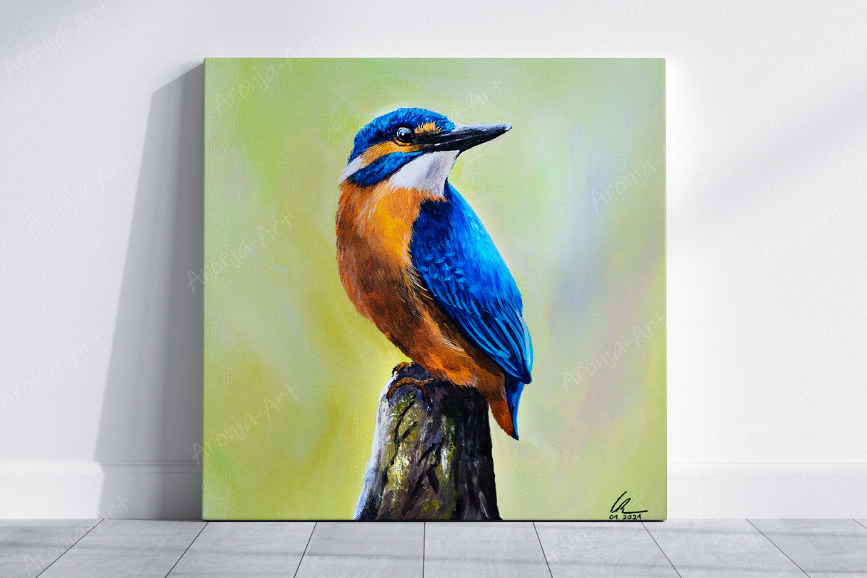 Eisvogel auf grünem Hintergrund - Druck