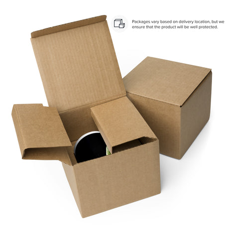 Leaf Me Sittin' - Mug by Aronja-Art, kraft cardboard shipping box with folded inserts on white background