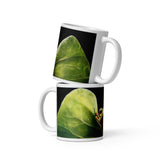 Leaf Me Sittin' - Mug by Aronja-Art, cute green leaf illustration on white ceramic cup.