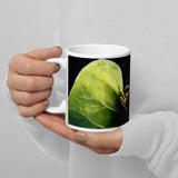 Leaf Me Sittin' - Mug Aronja-Art cute green leaf design white ceramic cup in hand