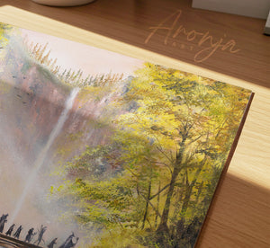 Crossing The Bridge - (Print) Aronja-Art art print with yellow-green brushstrokes on fine art paper