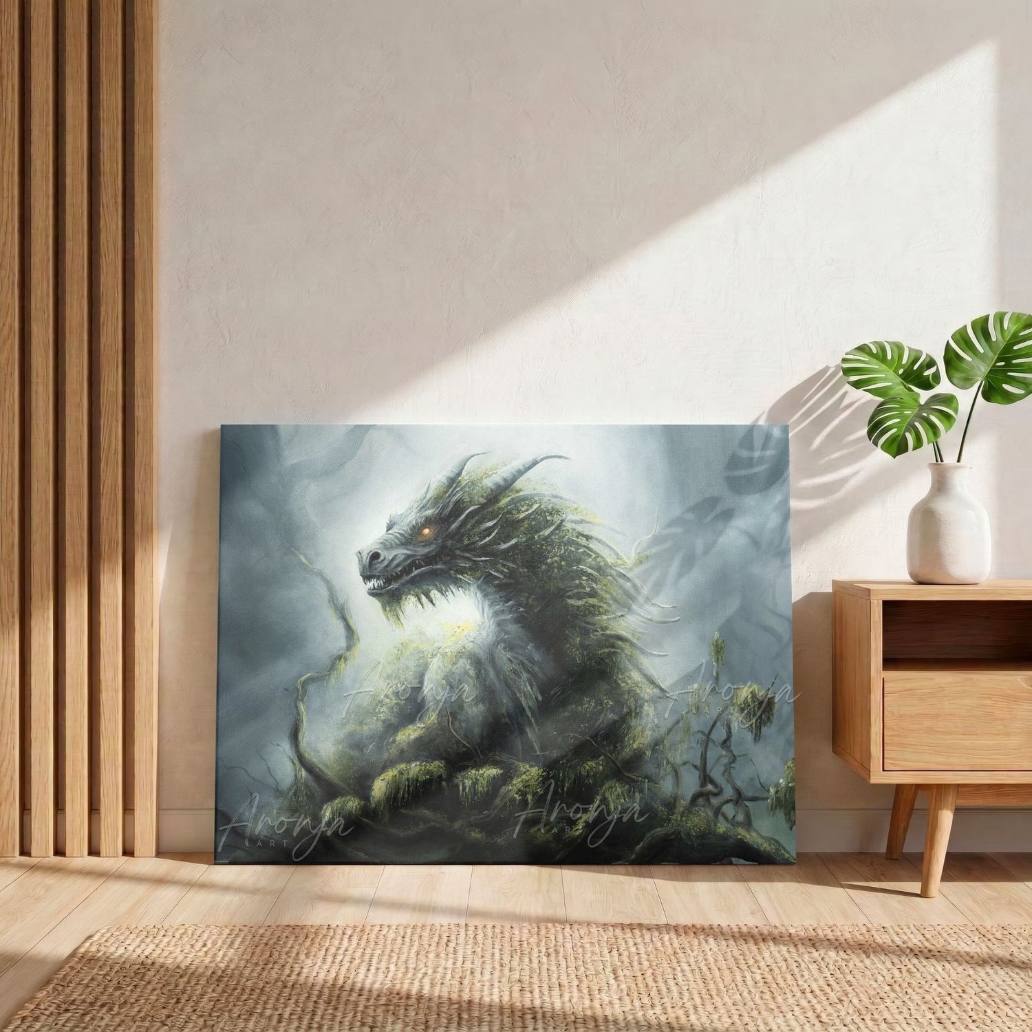 Lord of the Forest - Print fantasy art art print by Aronja-Art on dark green canvas
