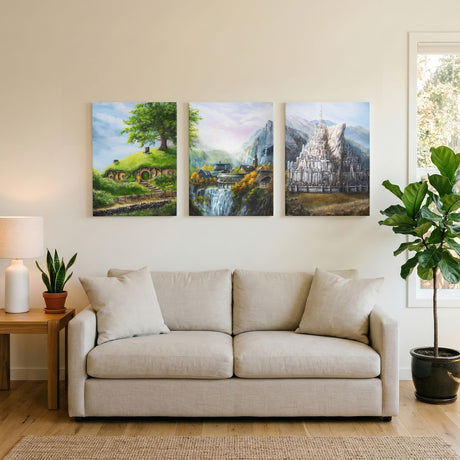 Three Locations - (Print) Aronja-Art fantasy art art print set, framed countryside and castle scenes on fine art paper