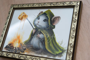 Mousewise with Cheese - Original Framed Gouache Painting