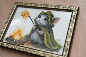 Mousewise with Cheese - Original Framed Gouache Painting