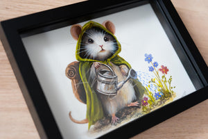 Mousewise the Gardener - Original Framed Gouache Painting