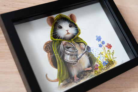 Mousewise the Gardener - Original Framed Gouache Painting