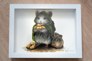 Mousewise with Taters - Original Framed Gouache Painting