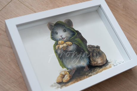 Mousewise with Taters - Original Framed Gouache Painting