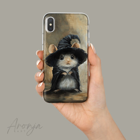 Mousewizard - Phone Case Aronja-Art clear phone case with black-and-white mouse artwork on glossy finish