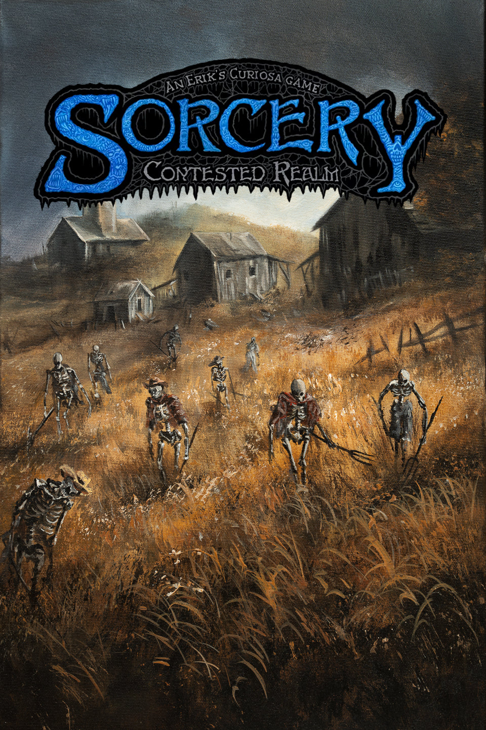 SORCERY Gothic Original Painting "Raise Militia" - 60x40cm / Acrylics showing a hand-painted traditional fine art scene of skeletal warriors rising in a dark fantasy landscape, inspired by gaming art and fantasy artist styles.
