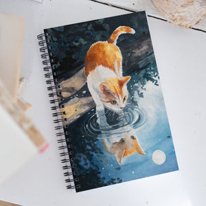 Reflections- Spiral notebook Aronja-Art wire bound dotted notebook with soft-touch coated cover, blue and orange cat art