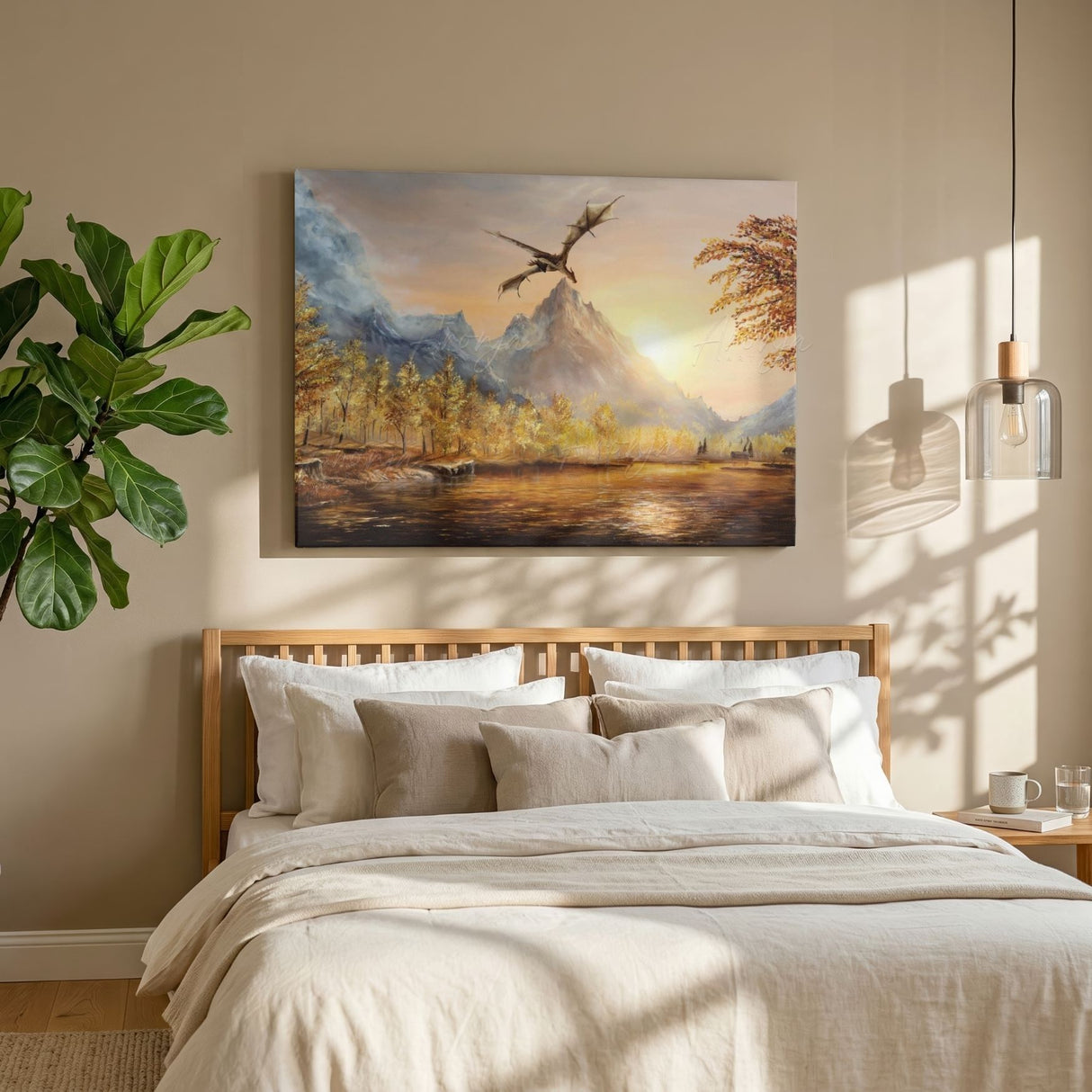 Rift (Print) Gelato hand-painted fantasy art art print framed dragon landscape with autumn colors