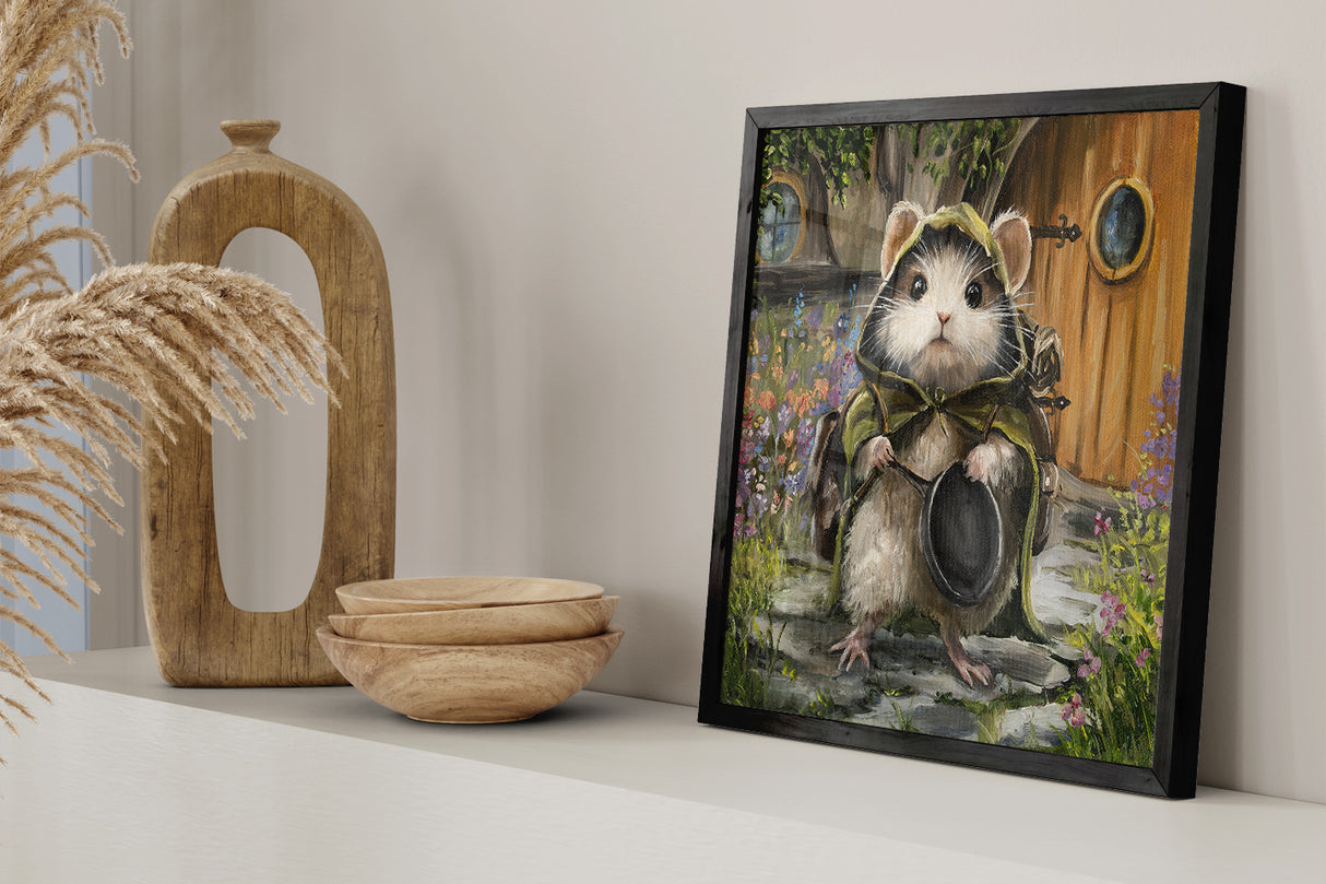 Mousewise Square Print by Aronja-Art framed poster with wooden pine frame and plexiglass protection
