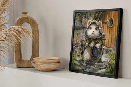 Mousewise Square Print by Aronja-Art framed poster with wooden pine frame and plexiglass protection