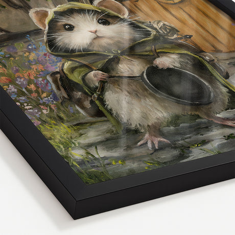 Mousewise Square Print by Aronja-Art framed canvas with wooden pine frame and plexiglass protection