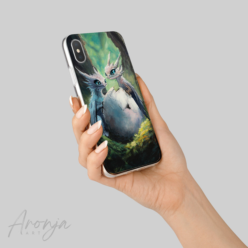 Siblings - Phone Case by Aronja-Art phone case black with twin blue birds and green background illustration