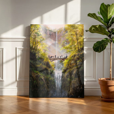 Crossing The Bridge - (Print) Aronja-Art art print shows fantasy art traditional painting, hand-painted original art style.