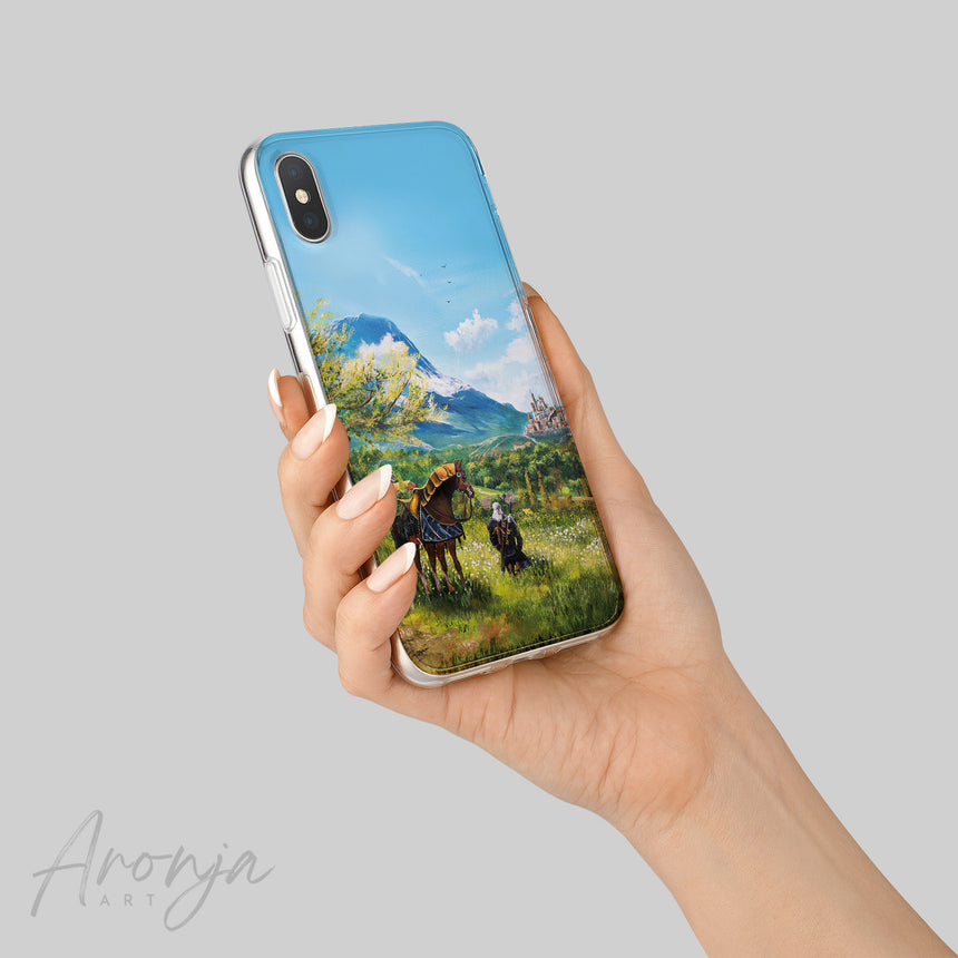 Phone Case - Happy End Aronja-Art blue art print with fantasy landscape and characters