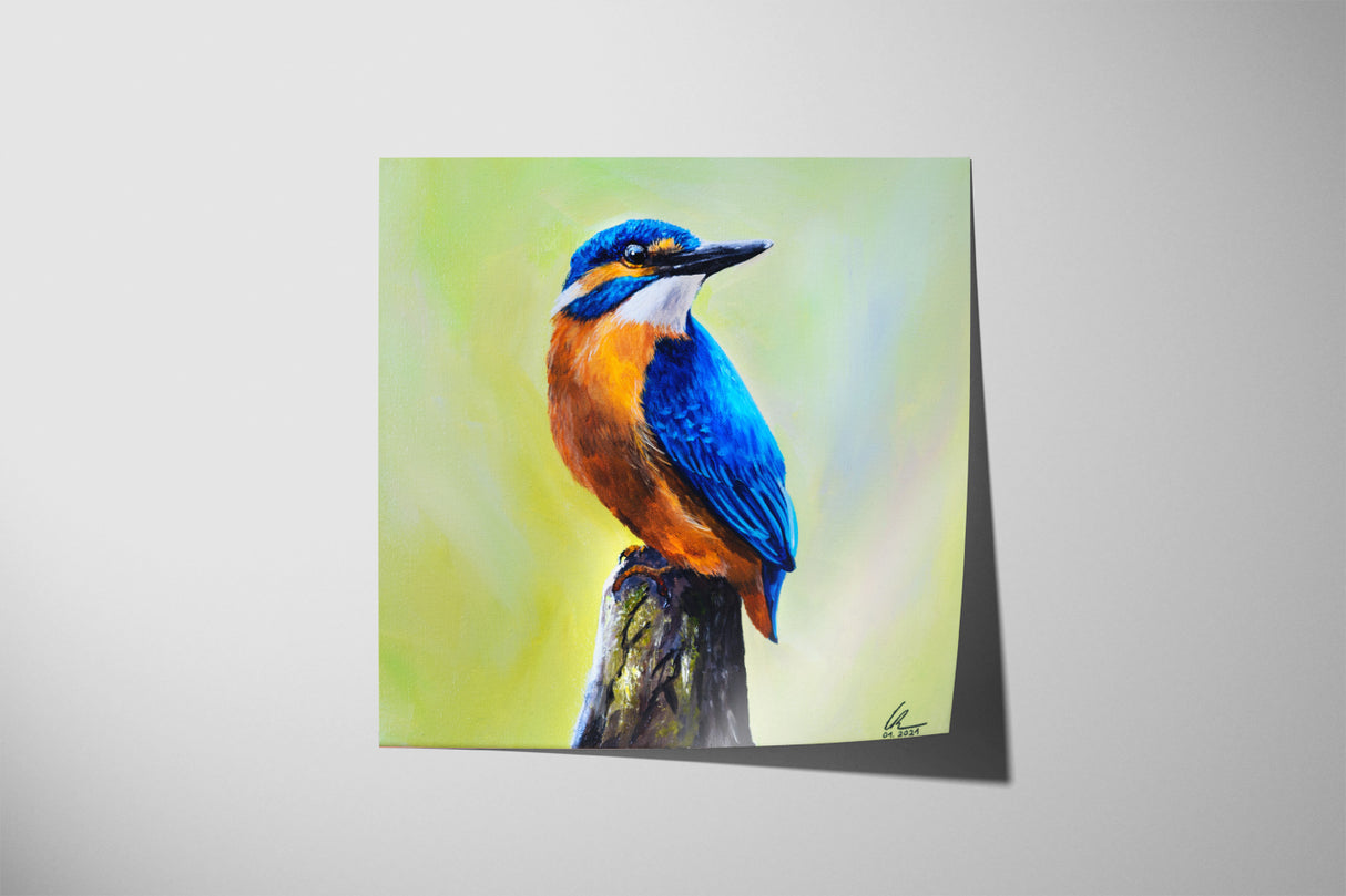 Eisvogel auf grünem Hintergrund - Druck