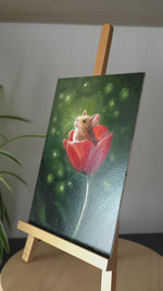 Just A Mouse In A Flower - Original Oil Painting on Panel