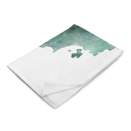 Dragonheart - Blanket by Aronja-Art in fantasy art style, teal and white dragon illustration on soft fabric